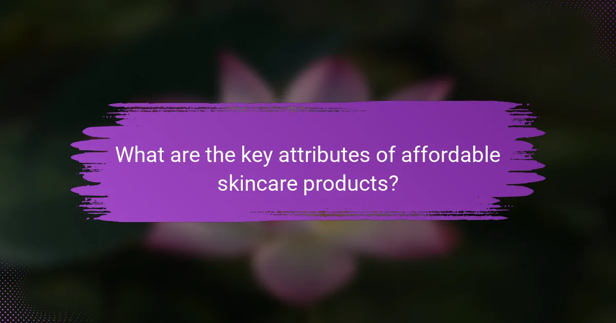What are the key attributes of affordable skincare products?